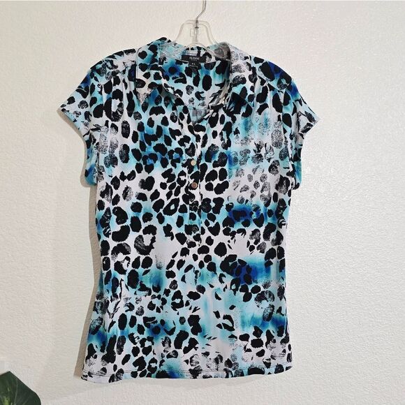 🌿"Alfani" shirt/top/blouse, animal print, size Petite L. - Picture 1 of 13